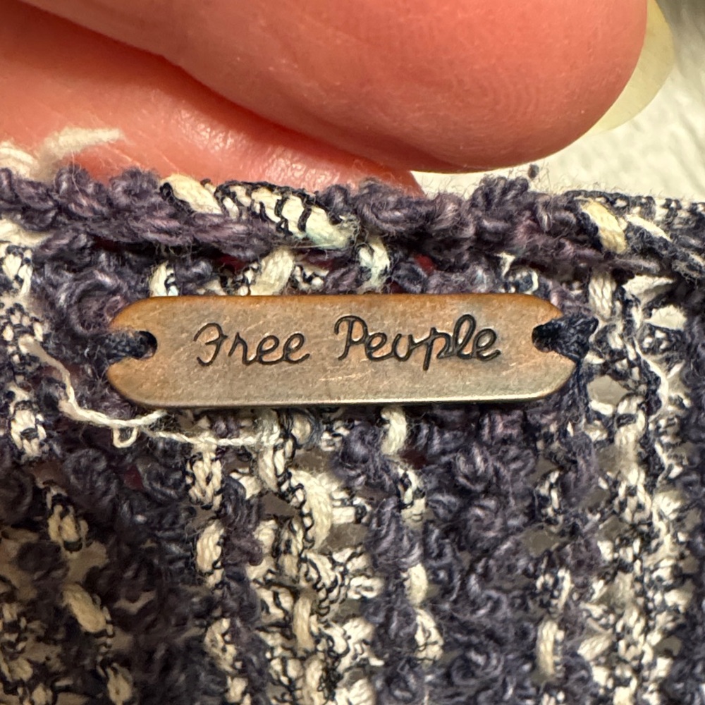 Free People Striped Sweater - Cream and Blue - Picture 2 of 4